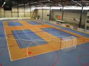 Indoor futsal court at a parks and recreation facility