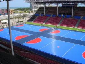 Outdoor netball courts and stadium seating