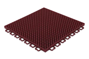 Burgundy-colored PrimePlay tile close-up