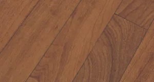 Close-up of flooring resembling brown wood